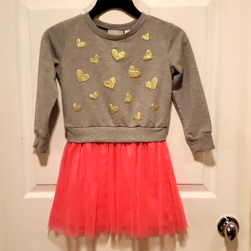 Blush by Us Angels Big Girl Heart Tool Long Sleeve Dress - Size 6/6X